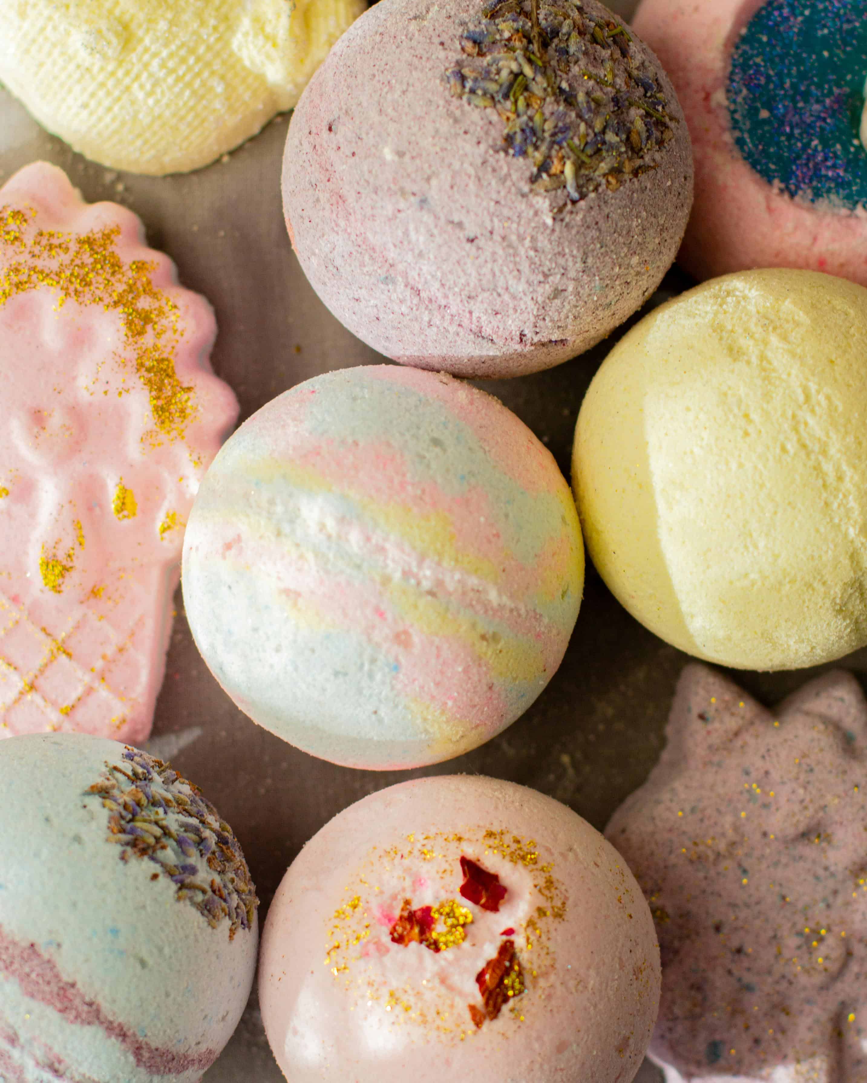 A colorful and fragrant handmade bath bomb